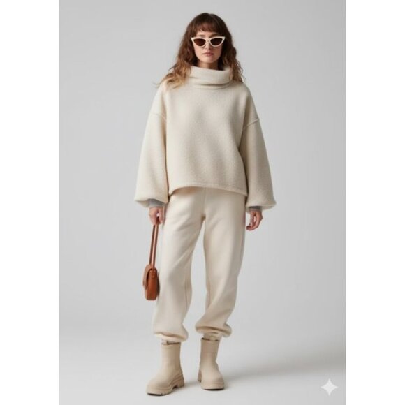 We The Free Opal Elk Soft Fuzzy Fleece Turtleneck Pullover Oversized Cozy Sweate - Picture 1 of 10